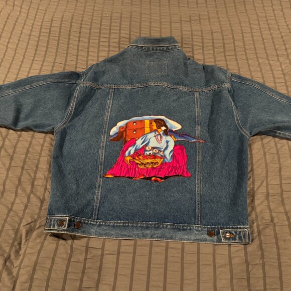 Venezia Jean Jacket size 14 / 16 asian design patches like new women - I1297 - Picture 10 of 13